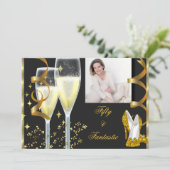 50とファンタスティックエレガントシャンパンシューズ金ゴールド写真 招待状 (スタンド正面)