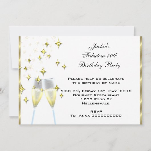 50とファンタスティックエレガントシャンパンシューズ金ゴールド写真 招待状 (裏面)