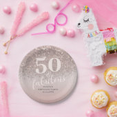 50とモダン素晴らしいピンクグリッター誕生日 ペーパープレート (パーティー)