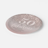 50とモダン素晴らしいピンクグリッター誕生日 ペーパープレート (アングル)