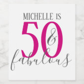 50とモダン素晴らしい誕生日パーティワインラベル ワインラベル (シングルラベル)