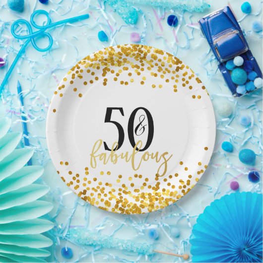 50とモダン素晴らしい誕生日パーティープレート ペーパープレート (パーティー)