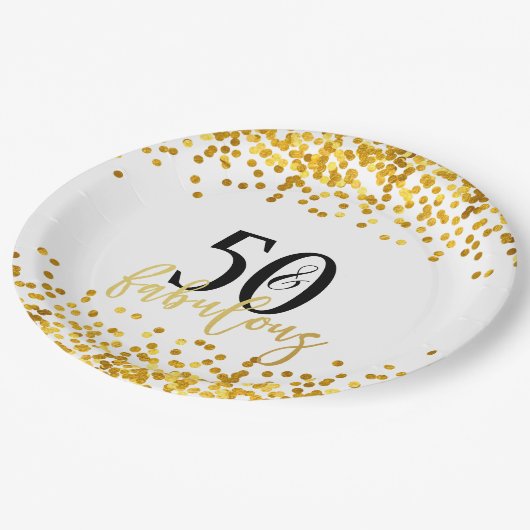 50とモダン素晴らしい誕生日パーティープレート ペーパープレート (アングル)