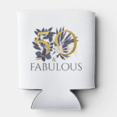 50とモダン素晴らしい金ゴールドブルータイポグラフィフローラ 缶クーラー (裏面)