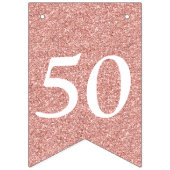 50と完璧なキラキラバラ金ゴールド白誕生日 バンティングフラッグ (第1の旗)
