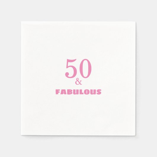 50と素敵なピンクのスタイリッシュ誕生日パーティーかわいい スタンダードカクテルナプキン (正面)