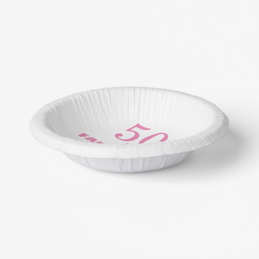 50と素敵なピンクのスタイリッシュ誕生日パーティーかわいい ペーパーボウル (傾斜あり)