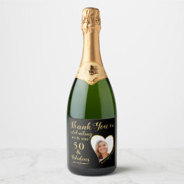 50と素晴らしいお礼誕生日ブラックと金ゴールド スパークリングワインラベル