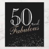 50と素晴らしいとモダンブラックエレガント誕生日 ワインラベル (シングルラベル)