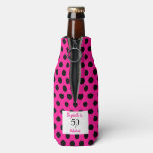 50と素晴らしいはっきりしたピンクとブラック水玉模様 ボトルクーラー (ボトル裏面)