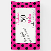 50と素晴らしいはっきりしたピンクとブラック水玉模様 横断幕 (縦)