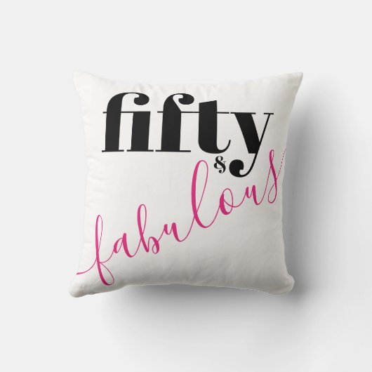 50と素晴らしいはっきりしたブラックとピンクの文字 クッション (裏面)