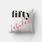 50と素晴らしいはっきりしたブラックとピンクの文字 クッション (正面)