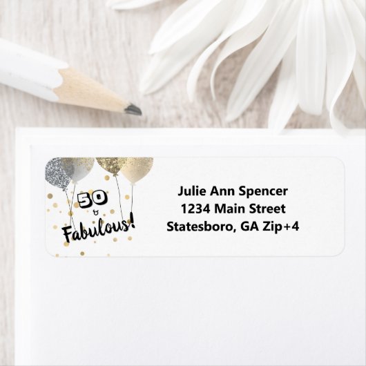50と素晴らしいはっきりした誕生日差出人住所 ラベル (インサイチュ)