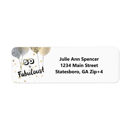 50と素晴らしいはっきりした誕生日差出人住所 ラベル (正面)