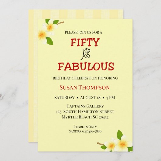 50と素晴らしいイエローストライプ 招待状 (正面/裏面)