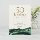 50と素晴らしいエメラルドグリーンアゲート50誕生日 招待状 (スタンド正面)