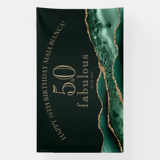 50と素晴らしいエメラルドグリーンアゲート50誕生日 横断幕 (縦)