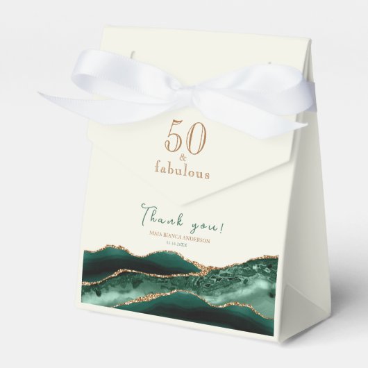 50と素晴らしいエメラルドグリーン金ゴールドAgateありがとう フェイバーボックス (正面サイド)