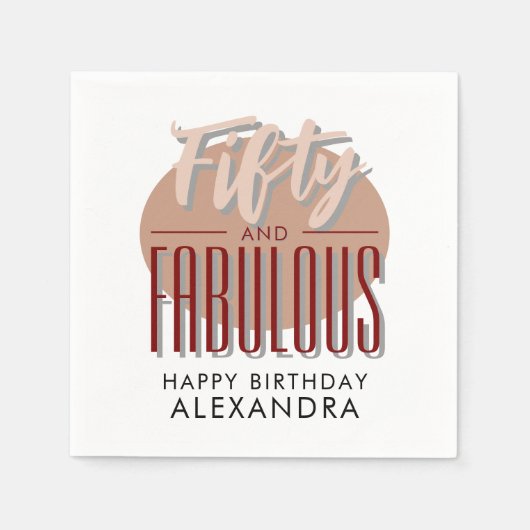 50と素晴らしいエレガントな誕生日パーティナプキン スタンダードカクテルナプキン (正面)