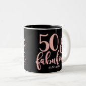 50と素晴らしいエレガントバラ金ゴールドとブラックカスタム ツートーンマグカップ (正面右)