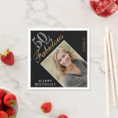 50と素晴らしいエレガントフォトブラック50誕生日 スタンダードカクテルナプキン (インサイチュ)