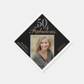 50と素晴らしいエレガントフォトブラック50誕生日 スタンダードカクテルナプキン (角)