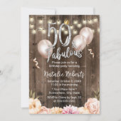 50と素晴らしいエレガントフローラクイーン50誕生日 招待状 (正面)