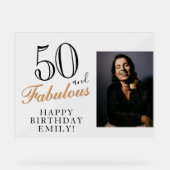 50と素晴らしいエレガントブラック50th誕生日写真 アクリルサイン (正面)