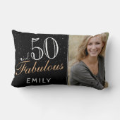 50と素晴らしいエレガントブラック50th誕生日写真 ランバークッション (裏面)