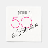 50と素晴らしいエレガントホットピンクとブラックレトロ スタンダードカクテルナプキン (正面)