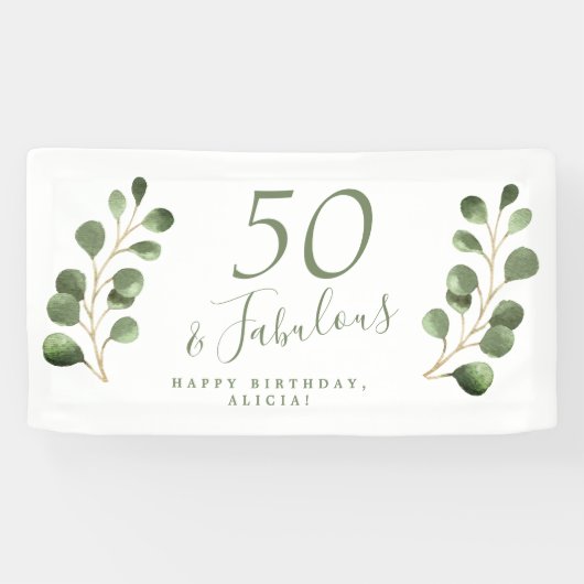 50と素晴らしいエレガントユーカリ誕生日パーティー 横断幕 (横)