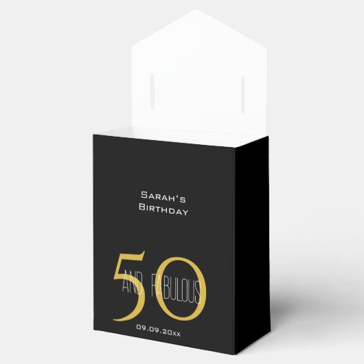 50と素晴らしいエレガント誕生日ブラックと金ゴールド フェイバーボックス (オープン)