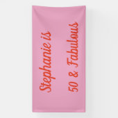 50と素晴らしいオレンジピンクボホシック誕生日 横断幕 (縦)