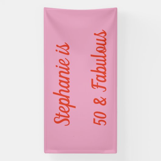 50と素晴らしいオレンジピンクボホシック誕生日 横断幕 (縦)