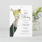 50と素晴らしいカクテルと真珠の誕生日 招待状 (スタンド正面)