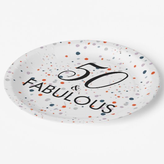 50と素晴らしいカスタマイズ可能な誕生日パーティー ペーパープレート (アングル)