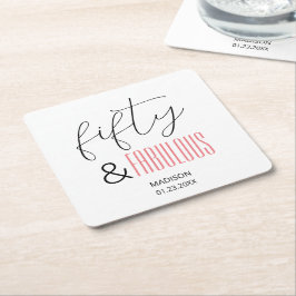 50と素晴らしいカスタム誕生日スモダンクリプト スクエアペーパーコースター
