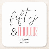 50と素晴らしいカスタム誕生日スモダンクリプト スクエアペーパーコースター (正面)