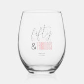50と素晴らしいカスタム誕生日スモダンクリプト ステムなしワイングラス (正面)