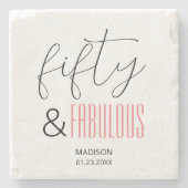 50と素晴らしいカスタム誕生日スモダンクリプト ストーンコースター (正面)