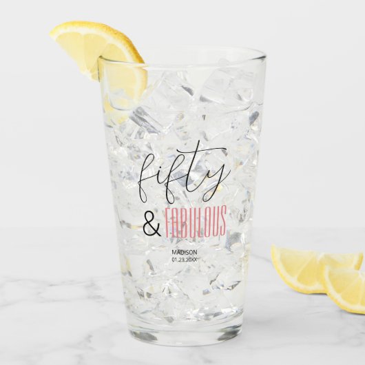 50と素晴らしいカスタム誕生日スモダンクリプト タンブラーグラス (アイス正面)
