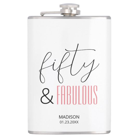 50と素晴らしいカスタム誕生日スモダンクリプト フラスク (正面)