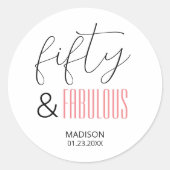 50と素晴らしいカスタム誕生日スモダンクリプト ラウンドシール (正面)