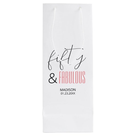 50と素晴らしいカスタム誕生日スモダンクリプト ワインギフトバッグ (裏面)