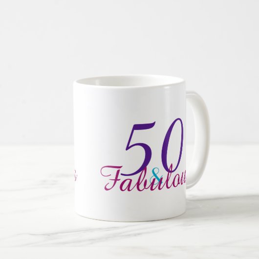 50と素晴らしいカラフル誕生日ギフト コーヒーマグカップ (正面右)