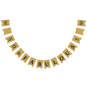 50と素晴らしいキラキラ金ゴールドとブラック誕生日 バンティングフラッグ