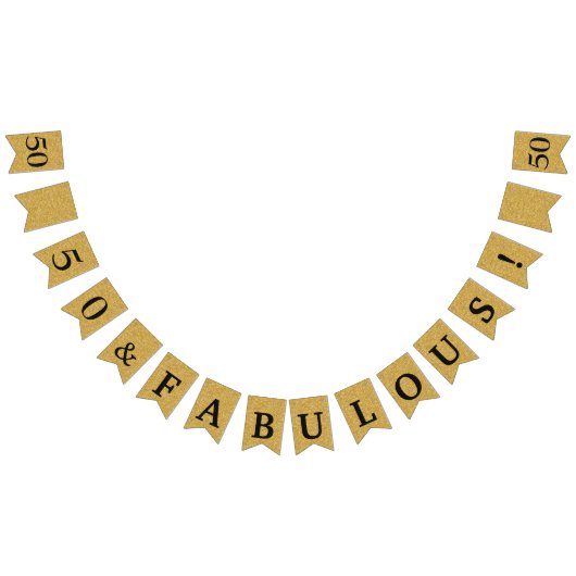 50と素晴らしいキラキラ金ゴールドとブラック誕生日 バンティングフラッグ (全)