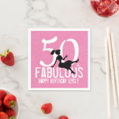 50と素晴らしいグラマラスなピンクのモダン誕生日 スタンダードカクテルナプキン (インサイチュ)