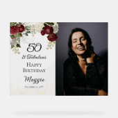 50と素晴らしいグラムバラフローラ誕生日パーティー アクリルサイン (正面)